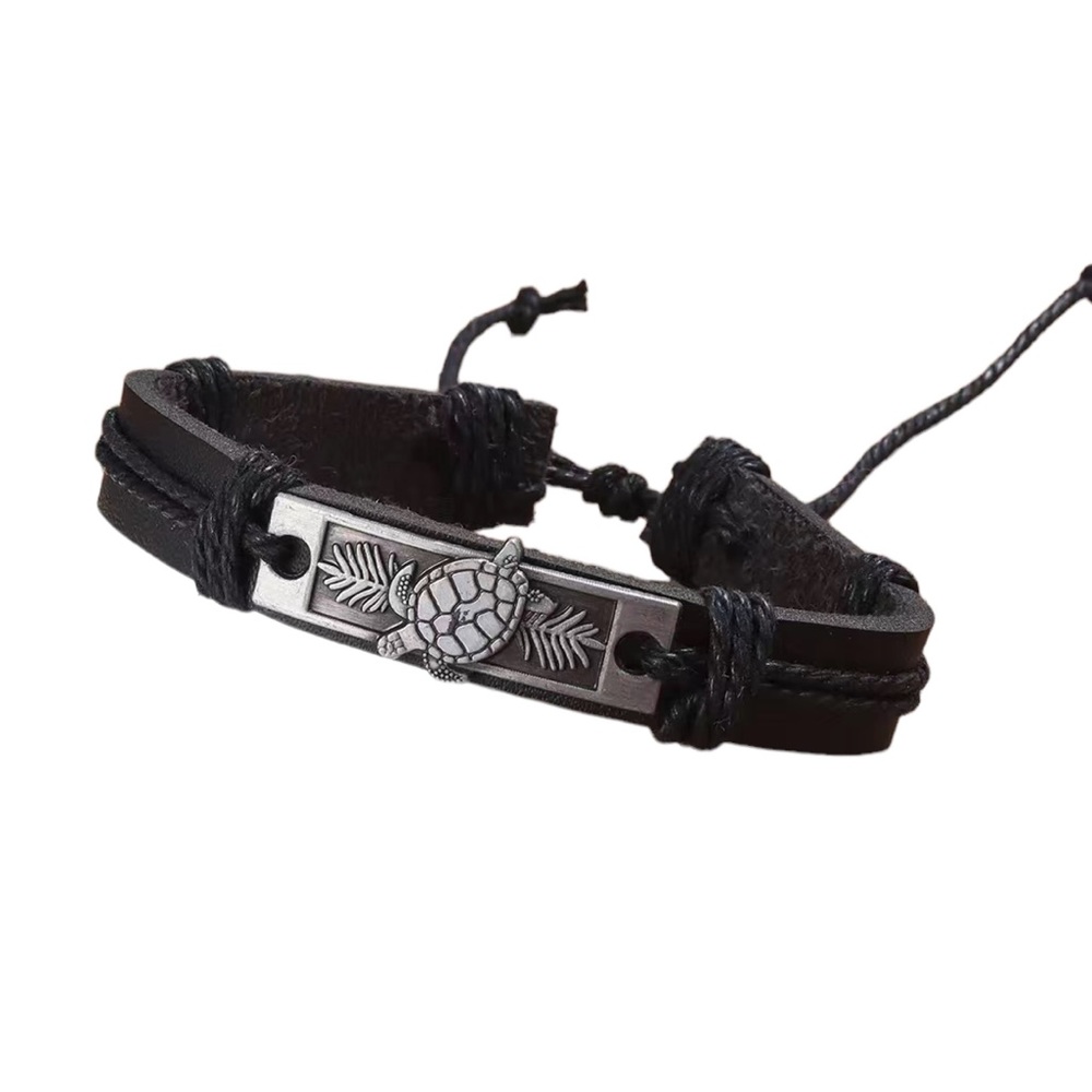 Handmade Leather Turtle Adjustable Bracelet